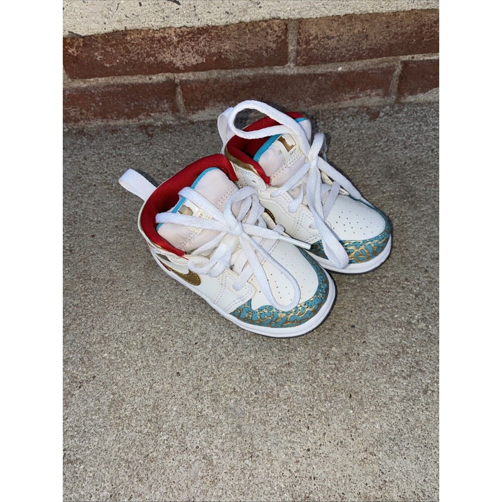 Nike Air Jordan 1 Toddler White Red And Blue Sneakers Size 4.5